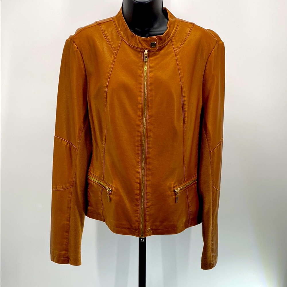 Black Rivet l Vegan Leather Long Sleeve Jacket l